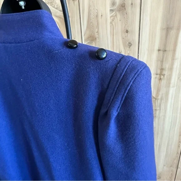Vtg 80s Beautiful Blue 80% Wool Long Winter Coat/Duster Purple lining USA - Picture 15 of 16